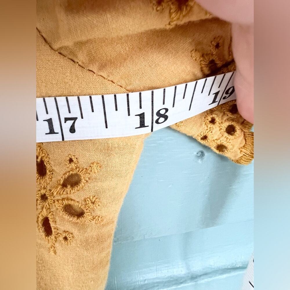 Madewell yellow eyelet scalloped hem dress 100% cotton bohemian boho mustard 4 - Picture 11 of 11